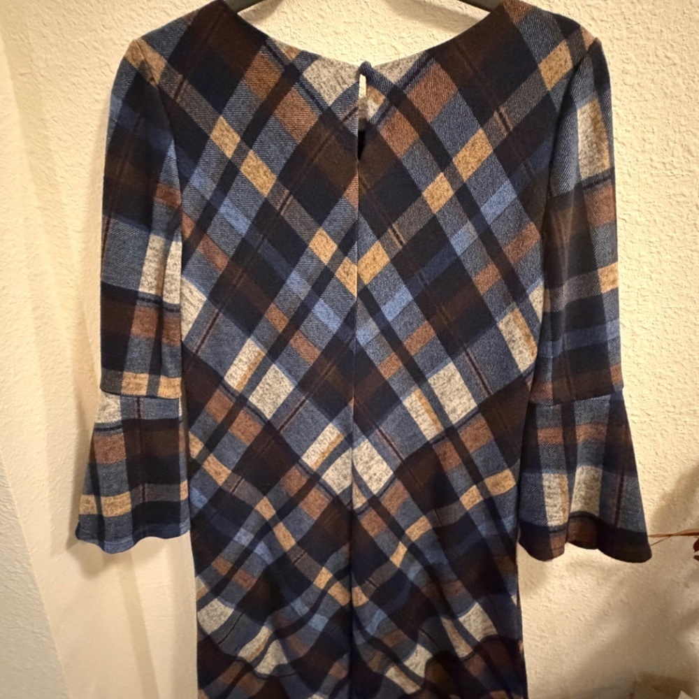 Jessica Howard Plaid Bell-Sleeve A-Line Dress, Small, NWOT - Picture 5 of 8